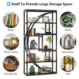 Tribesigns Bookshelf, Industrial 5-Tier Etagere Bookcase, 70.8" Tall Bookshelf with 8 Storage Shelf, Book Shelf Display Tack Shelving Unit for Home Office (Rustic Brown, 2PC)