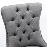 MOOLSUN Linen Dining Chairs Set of 8, High Back Side Chairs, Modern Padded High-End Tufted Upholstered Chairs with Button-Tufted Back & Rear Pull Tabs, Solid Wood Legs F-Gray(Solid Wood Legs)