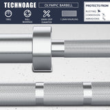 TECHNOAGE 7FT Olympic Barbell, 40LB Olympic Weight Bar with 2-Inch Sleeves, 700LB Capacity Alloy Steel Weight Lifting Bar for Squat, Bench Press, Deadlift, Strength Training, Home Gym, Sliver