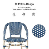 PURPLE LEAF French Wicker Bistro Chairs Set of 2, White Finish, Deep Blue