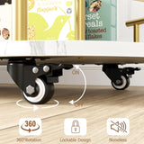 CABIHOME Gold 3-Tier Rotating Bar Cart with Wheels, Modern Serving Cart for Kitchen, Living Room, Dining Room