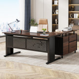Tribesigns 63 Inch Executive Desk with File Cabinet, L Shaped Office Desk