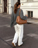 Womens Long Sleeve Tops Oversized Striped T Shirts Y2K Fall Clothes XL