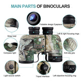 QUNSE 10X50 Marine Binoculars for Adults, Waterproof Binoculars with Rangefinder Compass,BAK4 Prism Navigation Birdwatching Hunting (Camouflage) QUNSE