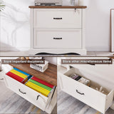 Wood File Cabinet with Hanging File Folders,Top Drawer Lockable,Lateral Filing Cabinet for Home Office Compatible with Letter