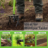 KLDOLLAR Hand Tiller Cultivator, Manual Twist Tiller with Sharp Arrow Tines, Extra-Wide Foot Plate Tills Effortlessly, Manual Tiller for Gardening, Soil Loosening, Flower Beds & Raised Beds