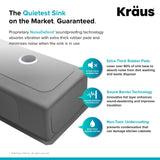 Kraus Kitchen Sinks Undermount - 33 Inch Stainless Steel Kitchen Sink, 60/40 Double Bowl, 16 Gauge, Model KHU103-33