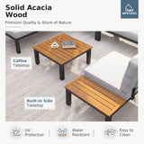 MFSTUDIO 6-Seat Metal Patio Sofa Sectional Set with Gray Cushions