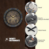Infinity Instruments Aztec Indoor-Outdoor Wall Clock, Faux Stone, 18 Inch