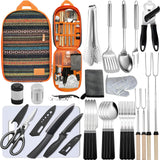 Camping Cooking Set- 31 Pcs Camping Utensils Camping Essentials Camping Gear for Camp Kitchen Cooking and Grilling, Portable Outdoor Cooking Travel Set