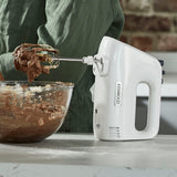 Kenwood Hand Mixer,Electric Whisk, 5 Speeds, Stainless Steel Kneaders and Beaters for Durability and Strength, 450 W, HMP30.A0SI, White