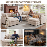 GNIXUU Oversized Modular Cloud Sectional Couches for Living Room, Camel