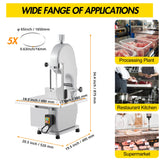 1500W Commercial Bone Saw Machine, 15x19.3" Stainless Steel Meat Band Saw with Adjustable 0.16–7.09" Cutting Thickness, Electric Frozen Meat Cutter for Rib Pork Beef Venison Fish, Restaurant