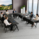 Conference Table, Round | Rectangular Training Table, Mobile Modular Meeting Room Table with Locking Wheels