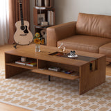 NessCarsti Coffee Table with LED Lights, 51" Modern Rectangular Living Room Center Table with Storage Shelves & Hidden Compartment, Stylish Tea Table for Apartment, Home, Office
