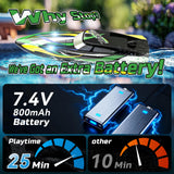 DEERC Fast RC Boat with LED Lights, 30+KM/H, High Speed Remote Control Racing Boat, Self-Righting, 2 Batteries, 24+ Mins, 2.4GHz Pool & Lake Toys for Kids & Adults