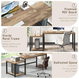 FOLUBAN 63 Inch Large Computer Desk with Printer Space & PC Tower Stand, Modern Wood Home Office Desk Workstation with Storage Shelves, Writing Study Gaming Table, Rustic Oak