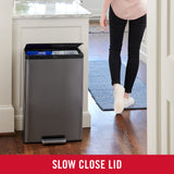 Stainless Steel Metal Dual Stream Step-On Trash, 10.5-Gallon, Charcoal, Wastebasket Home/Kitchen, Trash and Recycle Bin Combo Rubbermaid