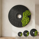 Round Moss Wall Art Set of 3 Preserved Moss Decor on Solid Wood Base Natural Wooden Wall Decor for Living Room Office Home Zero Maintenance Botanical Art