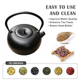 SECHUDO 67.6oz Cast Iron Teapot for Stovetop Safe, Black Japanese Tetsubin Tea Kettle with Stainless Steel Infuser for Loose Leaf, Coated with Enameled Interior