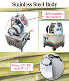 JARYANNIX 24V DC/110V AC Sugarcane Juice Machine,60%-80% Yield, 3-Roller Stainless Steel Sugar Cane Juicer Machine, Cane Juicer with filter box, for Home or Commercial Use