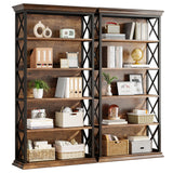 Tribesigns 6-Tier Bookcase Set of 2, 71 Inches Industrial Bookshelves and Bookcases, Floor Standing 5 Shelf Display Storage Shelves Tall Bookcase for Home Office, Living Room, Bed Room