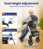 VOCIC Walkers for Seniors, Z21 Rollator Walker with Seat Supports 350lb, 8" Big Wheels for All Terrain, Ergonomic Arc Seat & 6" Ultra Backrest Foldable Walker, Dual Height Adjustment, Lightweight 2026