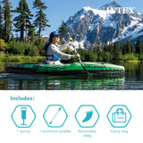 Intex 68305EP Challenger K1 Inflatable Kayak Set: Includes Deluxe 86in Kayak Paddles and High-Output Pump – Adjustable Seat with Backrest – Removable Skeg – 1-Person – 220lb Weight Capacity Intex