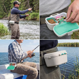 Teecyhooo Insulated Live Bait Holder Waist Mounted Dual Layer Fishing Bait Bucket Container with Lid and Lock Portable Plastic Lure Worm Storage Tackle Box, Keeps Baits Fresh and Alive