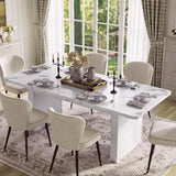 LEYAOYAO Extendable Dining Table for 4-6,63"–79" with Fluted Base(White)