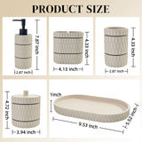 Bathroom Accessory Set, 6 Piece Bathroom Essentials Sets Accessories, Soap Dispenser Set, Toothbrush Holder, Vanity Tray, Tumbler, Cotton Swab Jars, Decor Organizer for Modern Bathrooms(Beige)