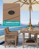 7-Piece Patio Outdoor Table & Chairs, HDPE Dining Set with Umbrella Hole & All-Weather Design for Lawn, Backyard
