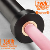 Fitvids 7ft Olympic Barbell 45LBS for Weightlifting and Powerlifting, 2 Inch Strength Training Bar with Needle Bearings, Pink