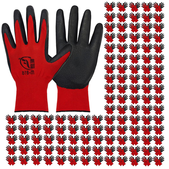 120 Pairs Gardening Work Gloves Bulk for Men Women, Breathable Nitrile Rubber Coated Garden Gloves, 9.1 Inch