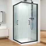 ENSO SENKA Corner Shower Enclosure 34" D X 34" W X72" H Shower Stall for Walk in showering, 1/4" Thick Clear SGCC Tempered Glass Sliding Shower Door, Matte Black (Shower Base Not Included)