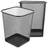 2pcs Black Metal Mesh Wastebasket for Bathroom Office Paper Trash Bin