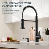 FORIOUS Black Touchless Kitchen Faucet with Soap Dispenser, Motion Sensor Activated Smart Sink Faucet with Pull Down Sprayer Single Handle Hands Free Contemporary for Bar & Prep Sinks, Camper RV