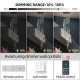 BESTWEST 118" Modern LED Chandelier, 25-Lights Dimmable High Ceiling Large Hanging Lighting Fixture for Loft Villa Living Room Stairs Foyer (Black, 25-Lights 19.7in)