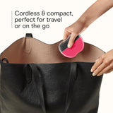 Conair Cordless Heated Brush, Portable Ceramic Ionic Smoothing Brush for Frizz Control & Shine, Rechargeable, 2 Heat Settings, Travel-Friendly Styling Tool with Protective Cover, Hot Pink & Black