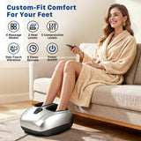 Musugy Shiatsu Foot Massager with Heat : 2026 Upgraded Deep Kneading Foot Massager Machine with Vibration & Compression for Plantar Fasciitis & Neuropathy - Relax for Office Home Use, Silver