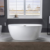 WOODBRIDGE 55" Acrylic Freestanding Bathtub Contemporary Soaking White Tub with Brushed Nickel Overflow and Drain,BTA1418 -B/N-Drain &O