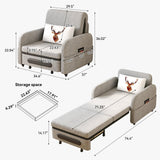 NessCarsti Convertible Sleeper Chair, Put Out Sofa Bed with Hidden Storage