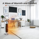 Comfort Zone Electric Oscillating Ceramic Tower Space Heater, Remote, Backlit Digital Thermostat & Temperature Display, Timer, & Overheat Sensor, Ideal for Home, Bedroom, & Office, 1,500W, CZ499R