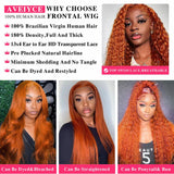 Reddish Brown 13x4 Deep Wave Lace Front Wigs 26 Inch+Ginger Orange 13x4 Deep Wave Lace Front Wigs 30 Inch