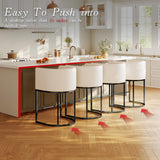 Modern Counter Height Bar Stools,Bar Stools Set of 4,PU Leather Upholstered Barrel Barstools with Backs