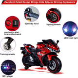 12V Electric Ride On Motorcycle for Kids, Training Wheels, Full Hand Drive Motorbike Toy, Perfect for Boys and Girls (3-8 Yrs) (RED)