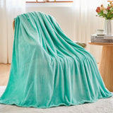 NEWCOSPLAY Super Soft Throw Blanket Mint Green Premium Silky Flannel Fleece Leaves Pattern Lightweight Bed Blanket All Season Use (Mint Green, Throw(50"x60"))