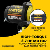 Novawinch FENIX 4500 Synthetic Winch Rope - 4500 lb Rated Line with 1/4 in x 55 ft Synthetic Rope - Mechanical Load Holding Brake and Aluminum Hawse Fairlead for Controlled Pulling Applications