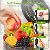 Budsom Cold Press Juicer Machine: 300W Slow Masticating Juicer for Whole Fruits & Vegetables, 5.3" Wide Feed Chute, High Juice Yield
