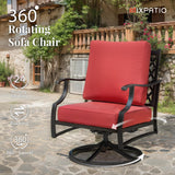 MIXPATIO 5-Piece Metal Patio Conversation Set, 28-Inch Fire Pit Table, Red